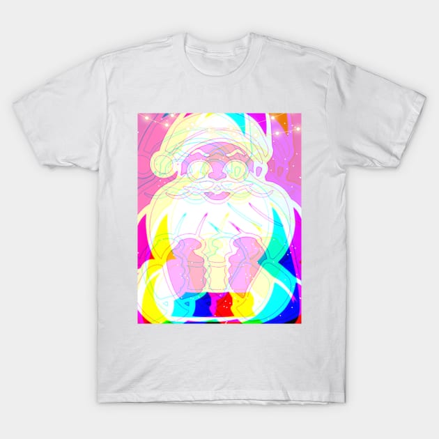Psychedelic Trippy Xmas Neon Santa T-Shirt by FineArtMaster
